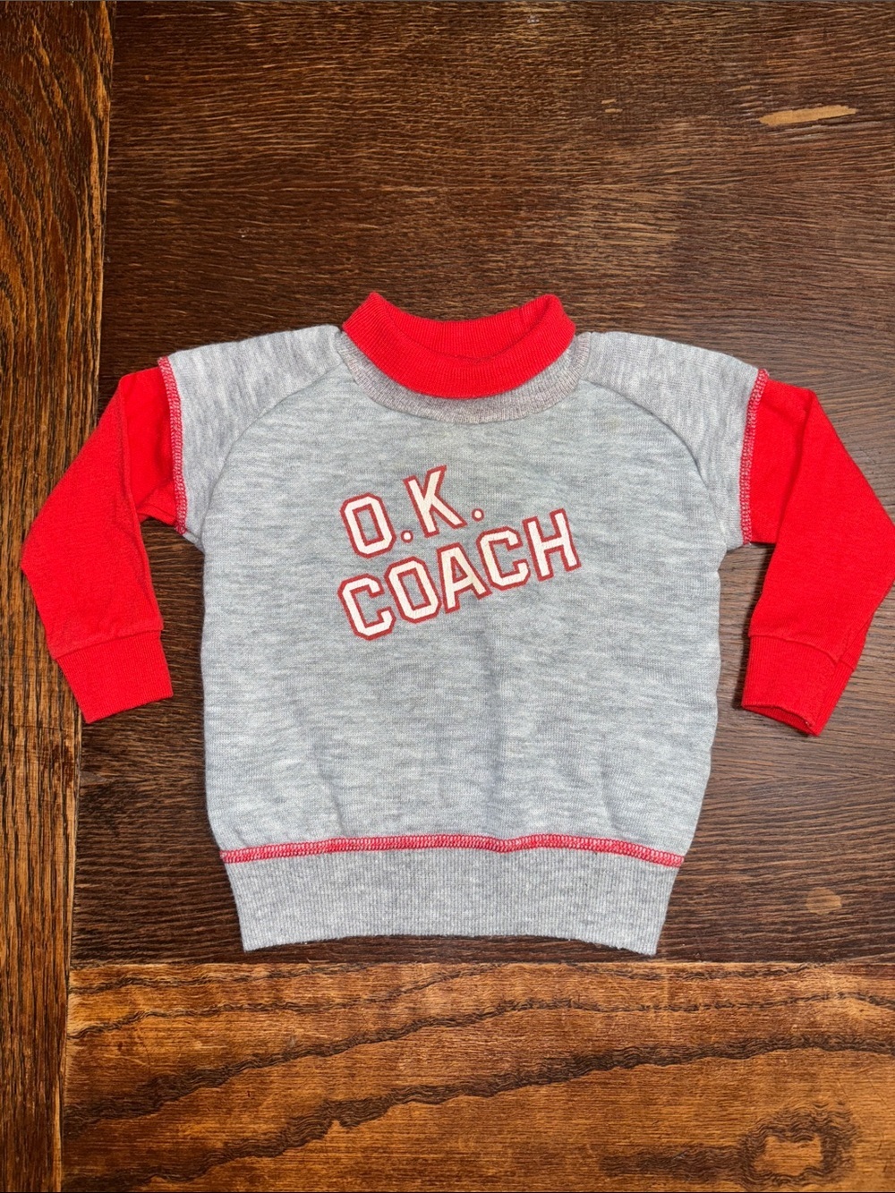 Vintage Carter's 1970’s Gray & Red “O.K. Coach” Sweatshirt 12 months